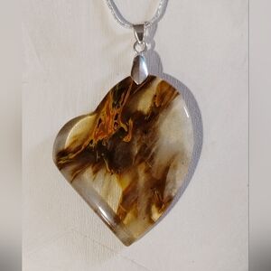 Wonky Volcanic Cherry Quartz Heart Necklace